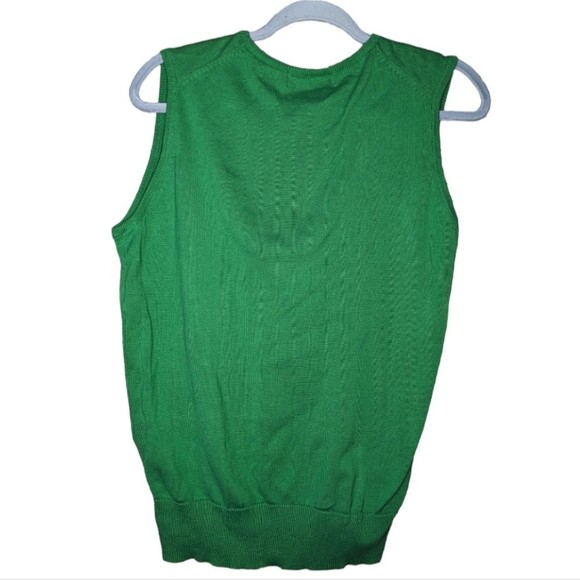 Women's Green Sleeveless Sweater Vest With Gold Button Details, Size Small - Picture 4 of 6